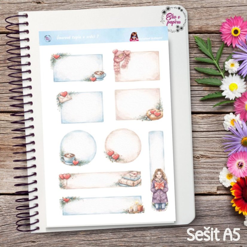 Únorové teplo v srdci | Měsíční samolepkový kit | 2026