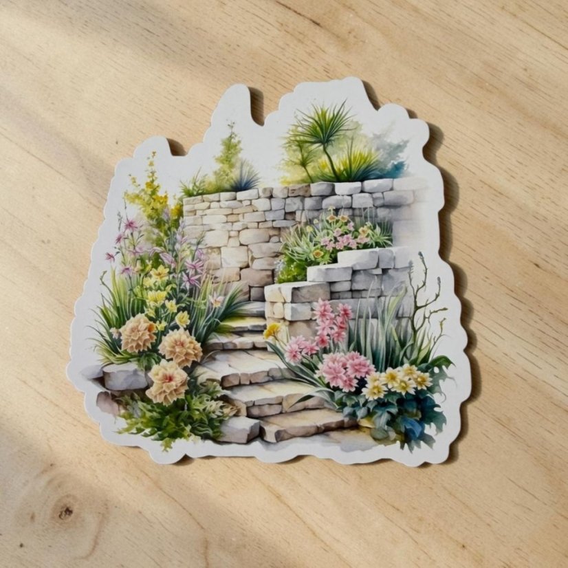 Schody v rozkvetlé zahradě | Samolepka do diáře