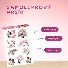 🌸 Arch samolepek s motivem prvního máje – romantické páry a rozkvetlé stromy.