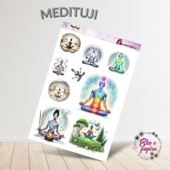 Samolepky zobrazují meditující postavy v různých pózách, čakry s energickými barvami, klidné přírodní scenérie a harmonické detaily. Každý motiv vyzařuje pocit vnitřního klidu a rovnováhy, ideální pro milovníky meditace, jógy a harmonie. Samolepky zobrazují meditující postavy v různých pózách, čakry s energickými barvami, klidné přírodní scenérie a harmonické detaily. Každý motiv vyzařuje pocit vnitřního klidu a rovnováhy, ideální pro milovníky meditace, jógy a harmonie.
