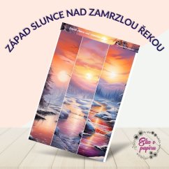 Západ slunce nad zamrzlou řekou | Samolepky do diáře obrázkové pásky