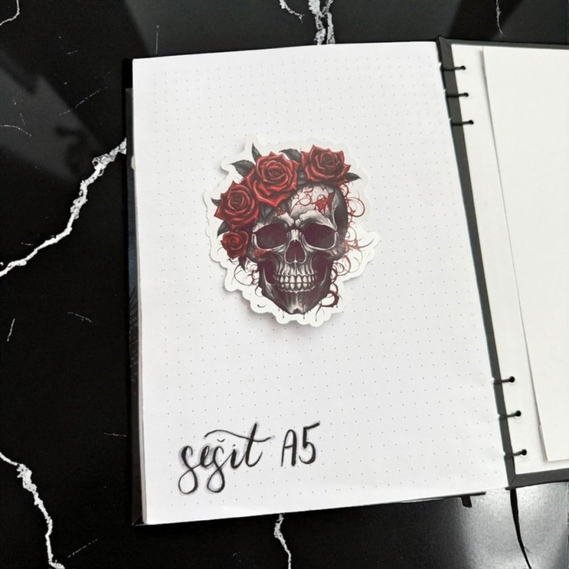 Růže a lebka | Samolepky do diáře