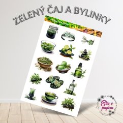 Zelený čaj a bylinky | Samolepky do diáře