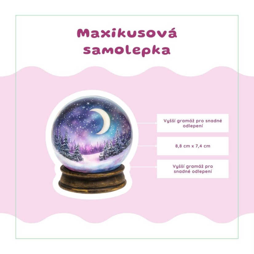 Noční zimní krajina ve sněžítku | Samolepka do diáře