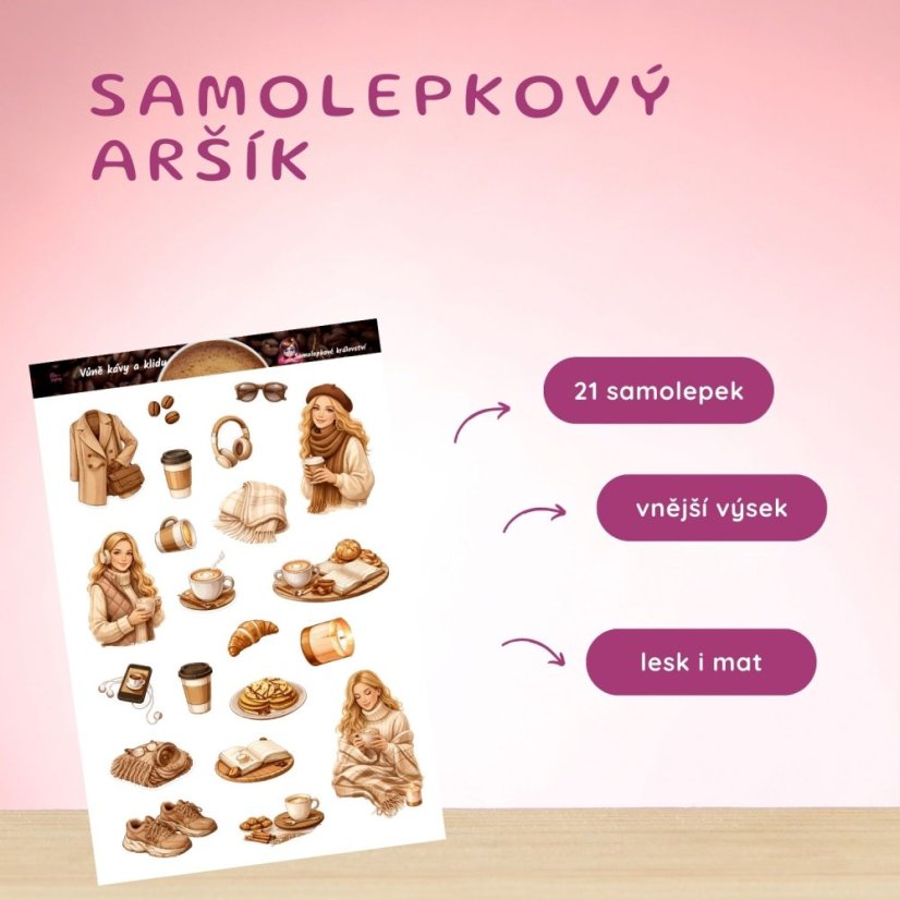 Vůně kávy a klidu | Samolepky do diáře