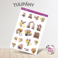 Diářové samolepky Elis v papíru s jarním motivem tulipánů. Ideální do diáře, ale i na scrapbook nebo journaling.