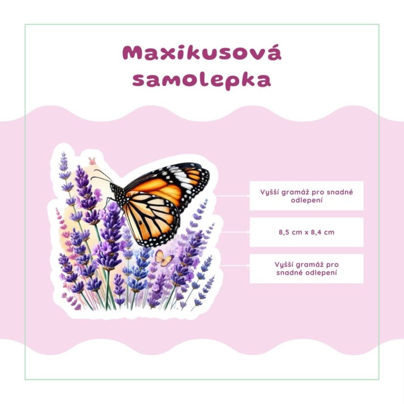 Motýl na levanduli | Samolepka do diáře