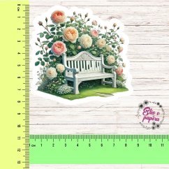 Lavička v růžové zahradě | Maxi kusová samolepka pro diář i scrapbook