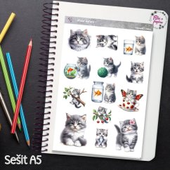 Roztomilé samolepky s hravými koťaty pro diář, bujo a scrapbook. Přidej si je do svého plánování a užívej si jejich radostnou energii.