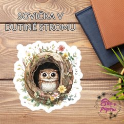 Sovička v dutině stromu | Samolepka do diáře