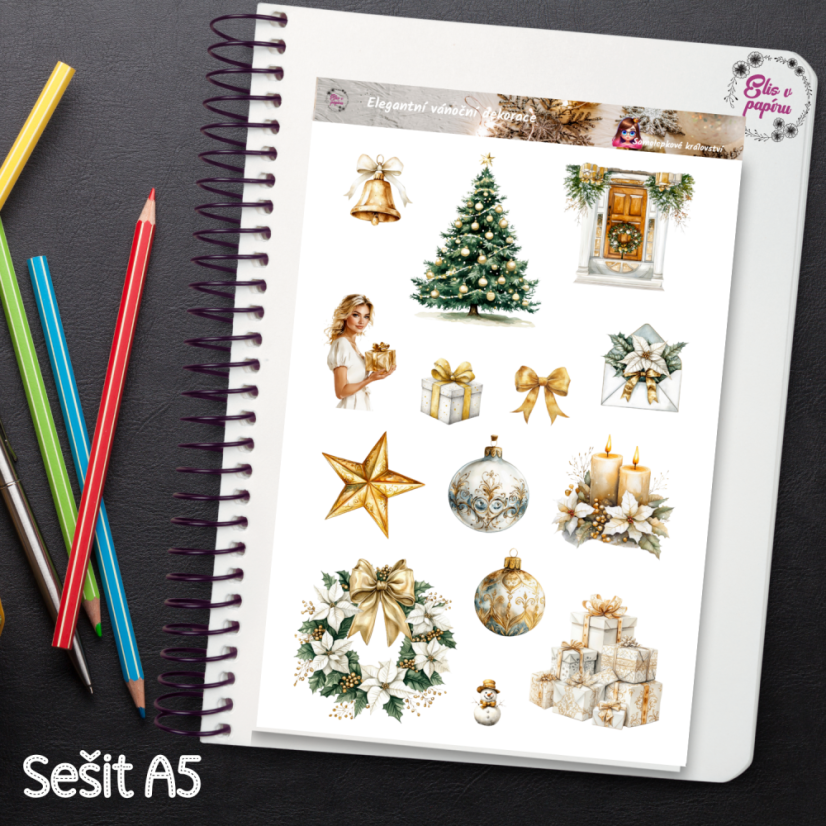Elegantní vánoční dekorace | Samolepky do diáře