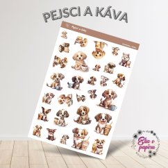 Samolepky do diáře i pro děti s motivy pejsků a kávy Samolepky do diáře i pro děti s motivy pejsků a kávy