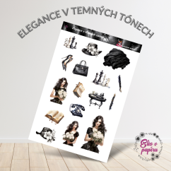 Elegance v temných tónech | Samolepky do diáře