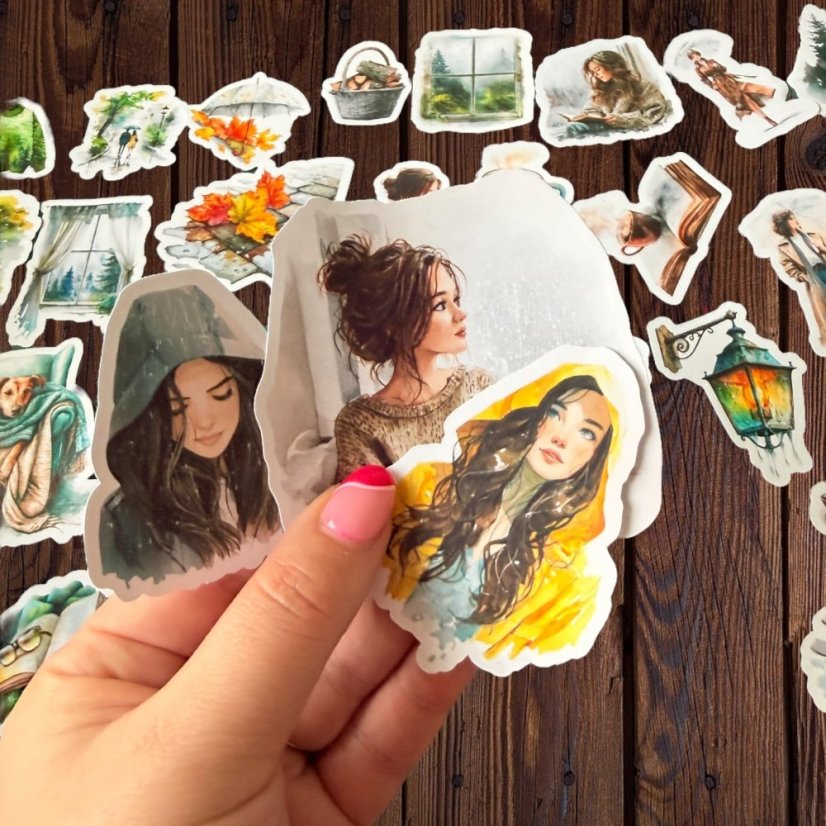 Když venku prší | Velké kusové samolepky do diáře i pro scrapbook