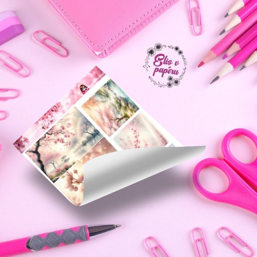 🌸 Arch samolepek s motivem kvetoucích třešní – jemné růžové tóny, romantická atmosféra a kouzlo jara!