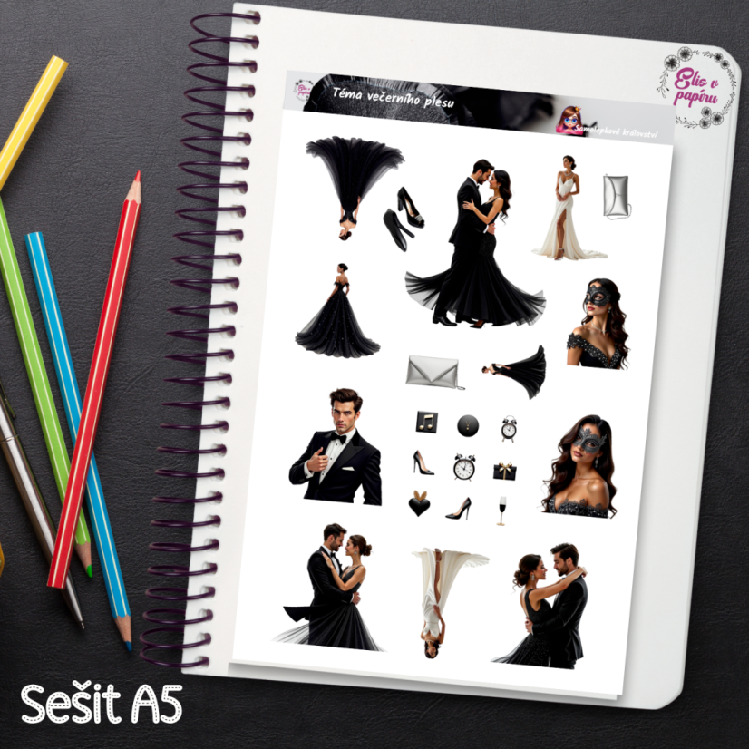 Téma večerního plesu | Samolepky do diáře