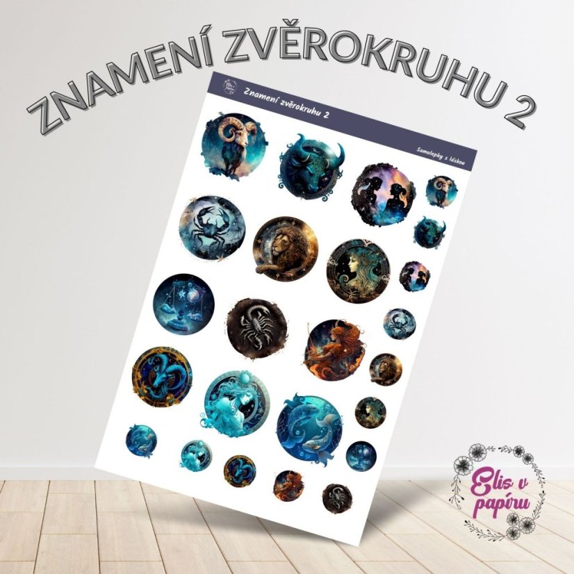 Samolepky do diáře od Elis v papíru s motivem horoskopu a znamení zvěrokruhu
