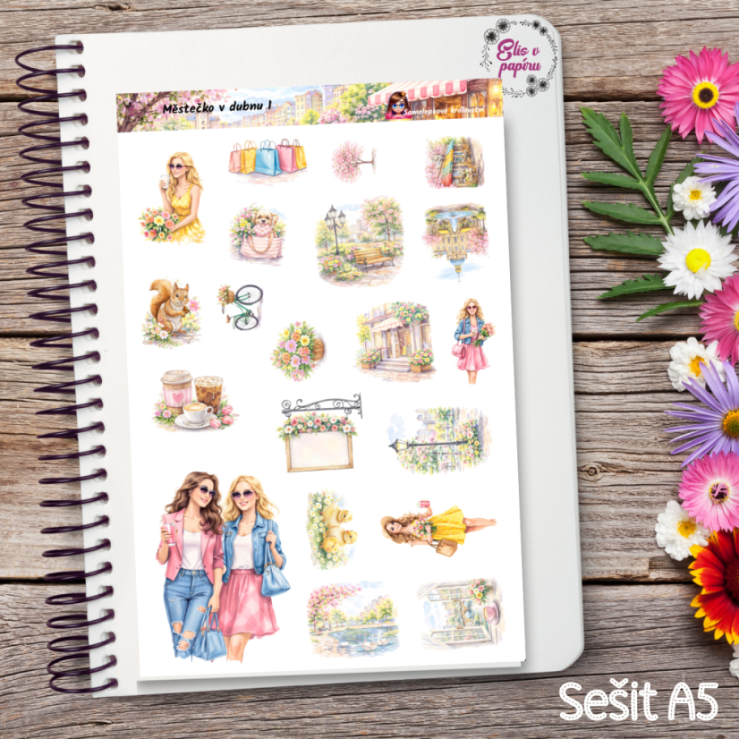 Městečko v dubnu | Měsíční samolepkový kit | 2026