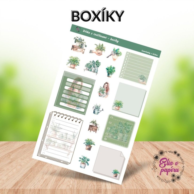 Samolepky do diáře od Elis v papíru s motivem pokojových rostlin - boxíky