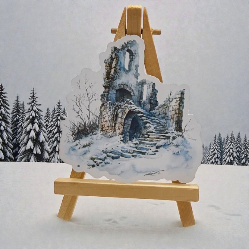 Zasněžené ruiny | Samolepka do diáře