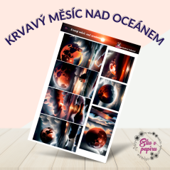 Krvavý měsíc nad oceánem | Samolepky do diáře