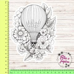 Maxi kusová samolepky na matném papíře s motivem jarního horkovzdušného balónu ve formě omalovánky pro diáře a deníky velikosti minimálně A5.