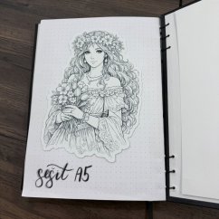 Dívka z jarní zahrady | Omalovánka | Velká vybarvovací samolepka