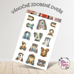 Vánočně zdobené dveře | Samolepky do diáře
