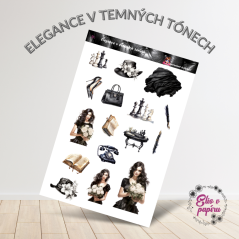 Elegance v temných tónech | Samolepky do diáře