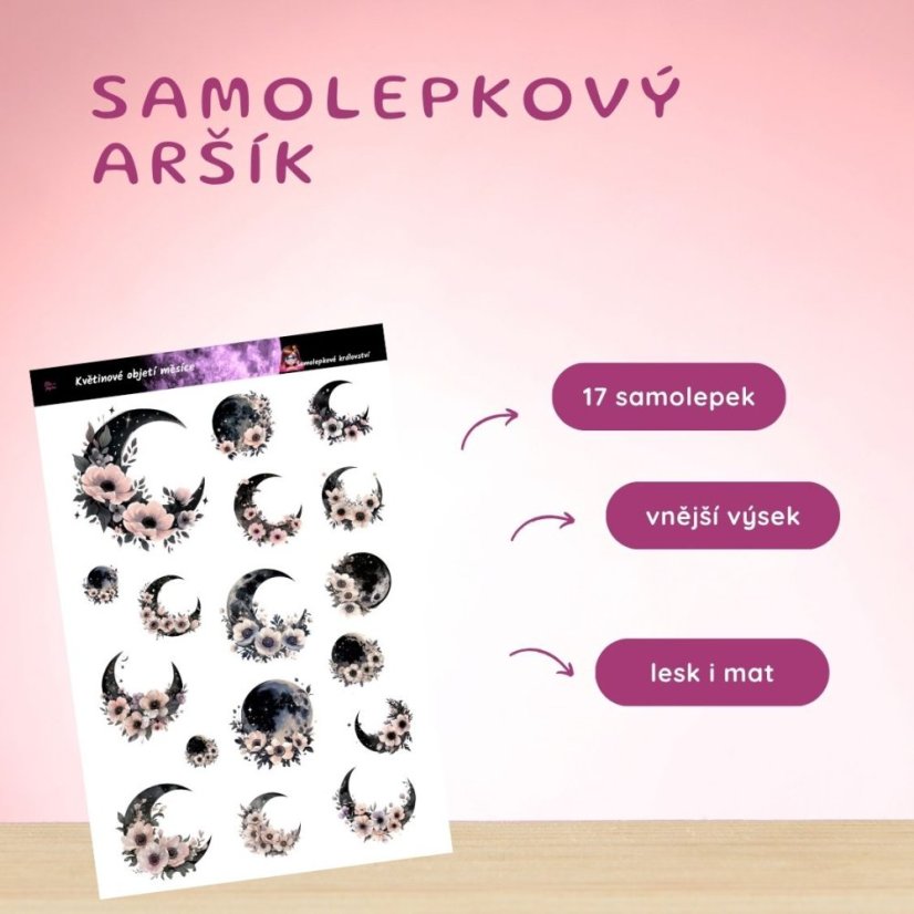 Květinové objetí měsíce | Samolepky do diáře
