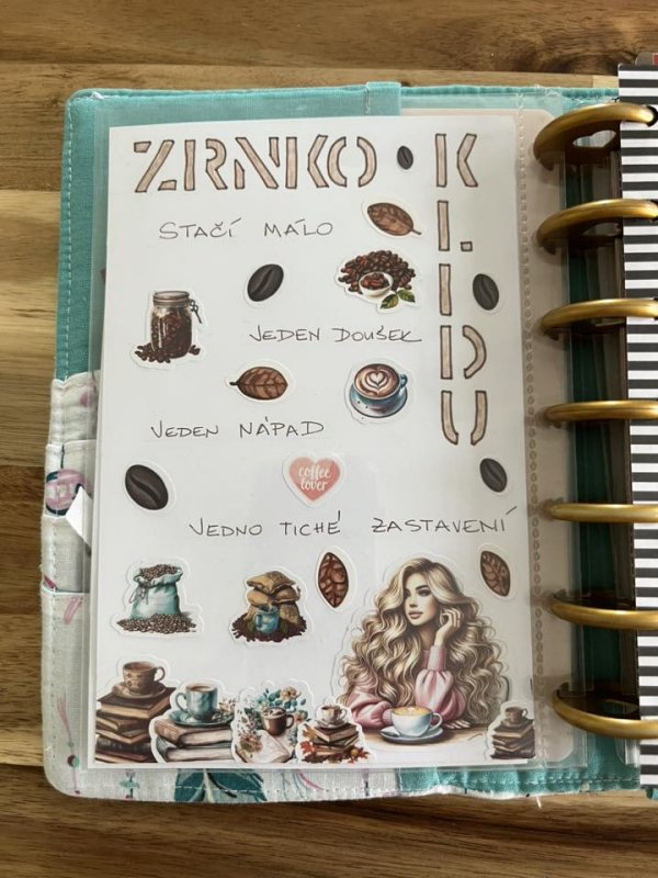 Tvoření od Elišky Polcarové - káva, stylová dívka s kávou a knížky a káva
