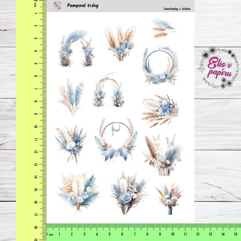 Pampové trávy - elegantní a jemné samolepky do diáře, ideální pro plánování a journaling