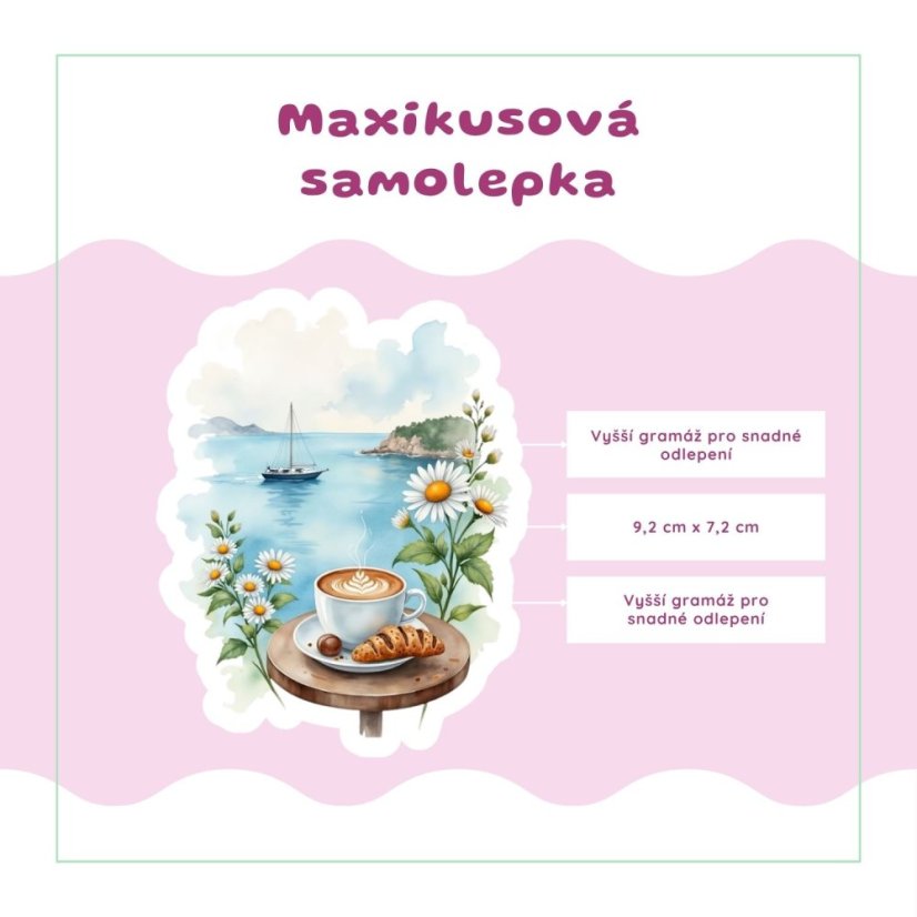 Káva u moře | Samolepka do diáře