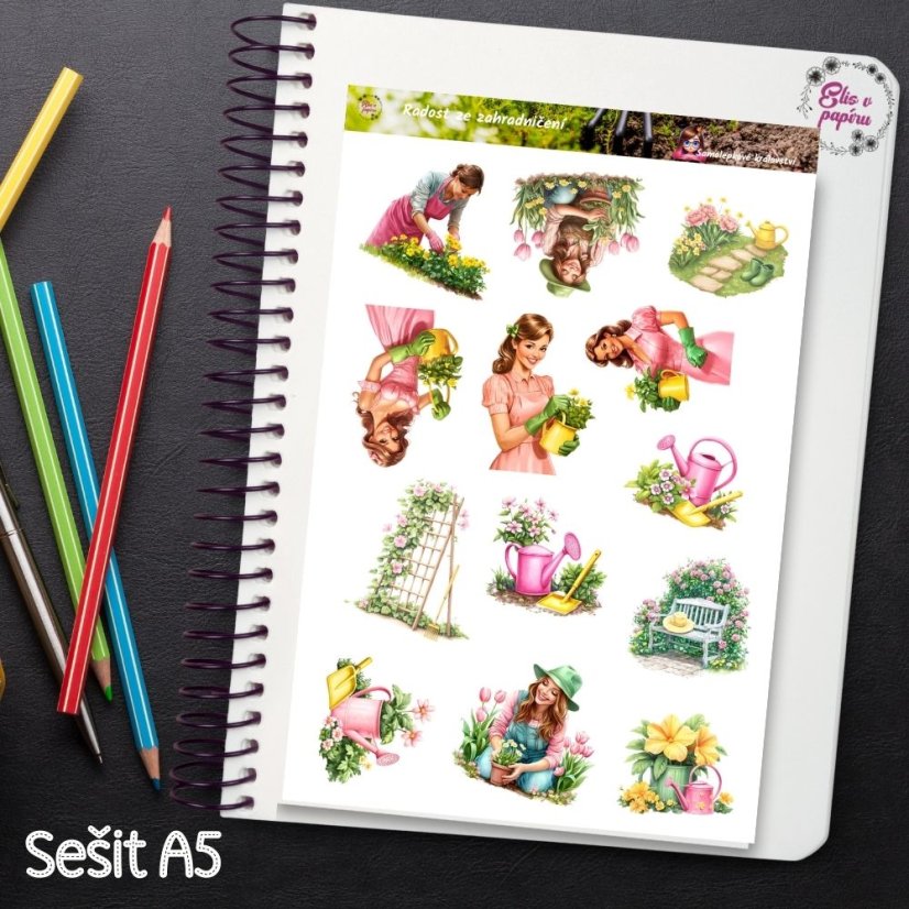 🌸 Samolepky, které zachycují radost ze zahrady – ideální pro diář, bullet journal i scrapbook!
