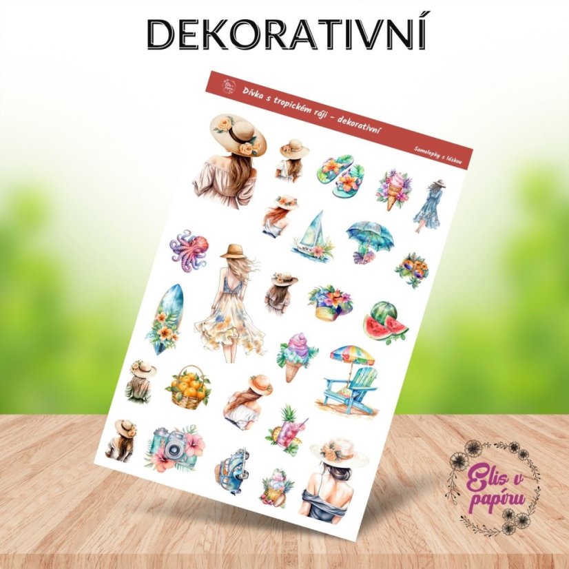 Samolepky s motivy letní dovolené na pláží od Elis v papíru - dekorativní samolepky