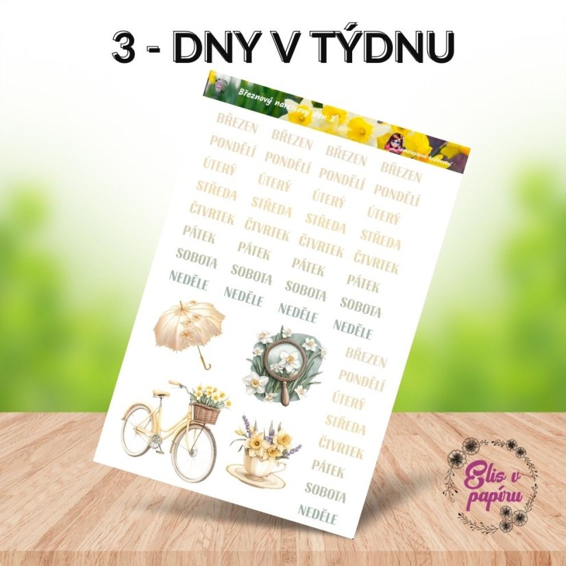 Březnový narcisový den | Měsíční samolepkové kity do diáře