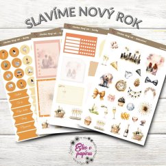 Diářové samolepky od Elis v papíru s motivem oslav Nového roku - samolepkový kit
