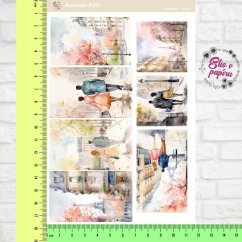 Samolepky do diářů včetně Happy plannerů od Elis v papíru s motivem procházky po jarní Paříži.