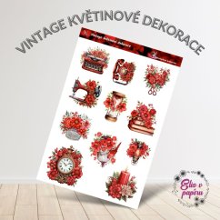 Vintage květinové dekorace | Samolepky do diáře