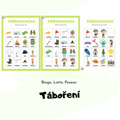 Tábornické karetní hry pro děti - bingo, lotto, pexeso