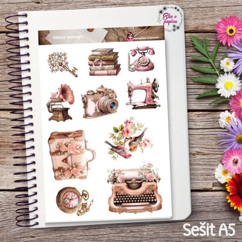 Růžová nostalgie | Samolepky do diáře