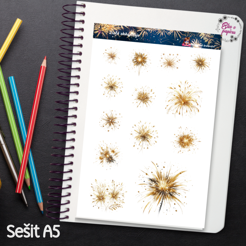 Zlaté ohňostroje | Samolepky do diáře