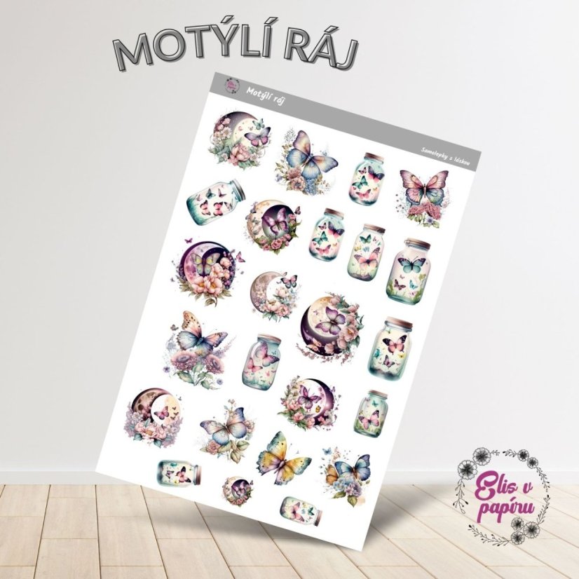 Kouzelný motýlí ráj na samolepkách pro tvůj diář, bujo nebo scrapbook. Ozdob své plánování jemnými a elegantními motivy plnými fantazie.