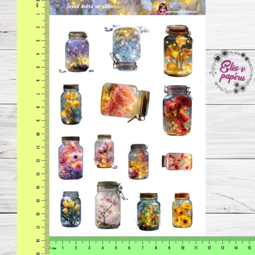 Šepot květů ve sklenici | Samolepky do diáře