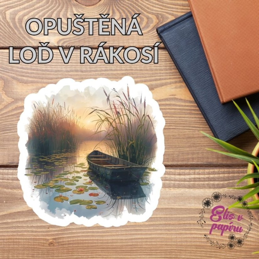 Opuštěná loď v rákosí | Samolepky do diáře