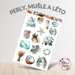 Perly, mušle a léto | Samolepky do diáře