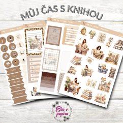 Samolepky do diáře od Elis v papíru s motivem čtenářky a knížek - samolepkový kit