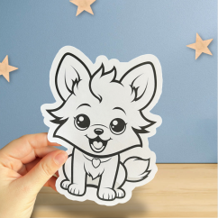 Samolepka zobrazuje veselého a roztomilého kresleného pejska, který se těší na každé tvé dobrodružství. Perfektní do diáře pro zdůraznění důležitých okamžiků nebo jen pro radost.