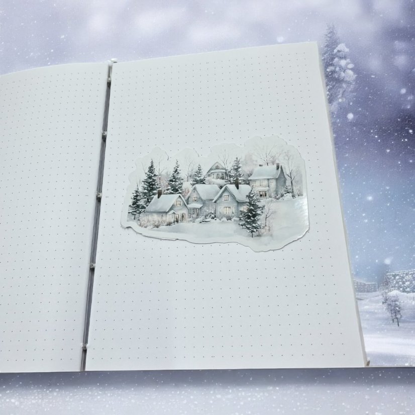 Zimní vesnička | Maxi kusová samolepka pro diář i scrapbook