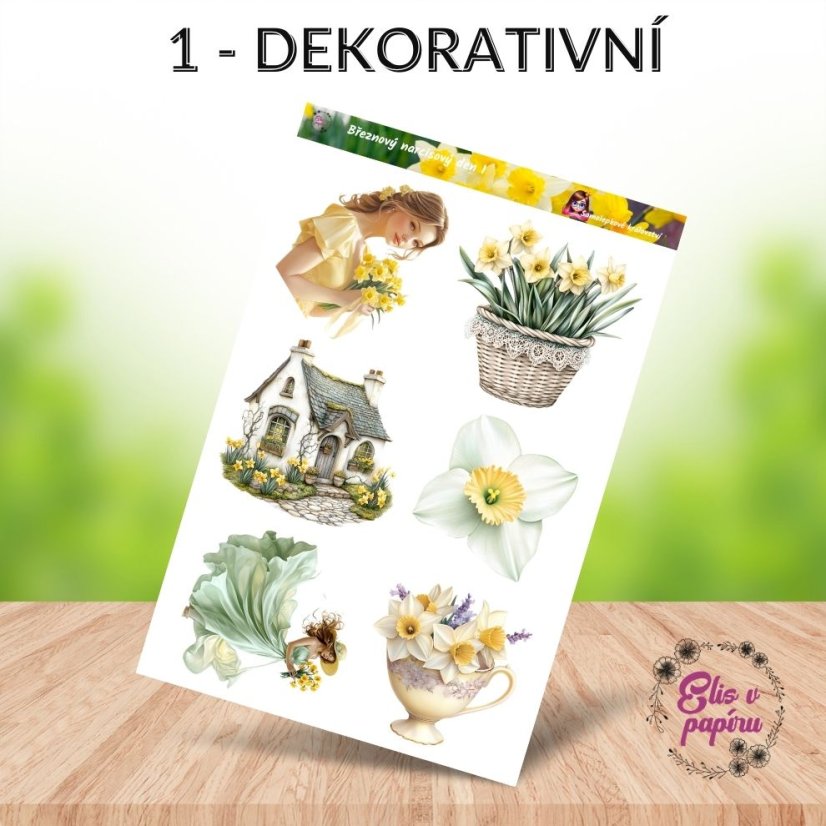 Březnový narcisový den | Měsíční samolepkové kity do diáře